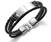 Black Multilayer Leather Bracelet For Men Bangle Jewelry - Glow Goddess Cosmetics