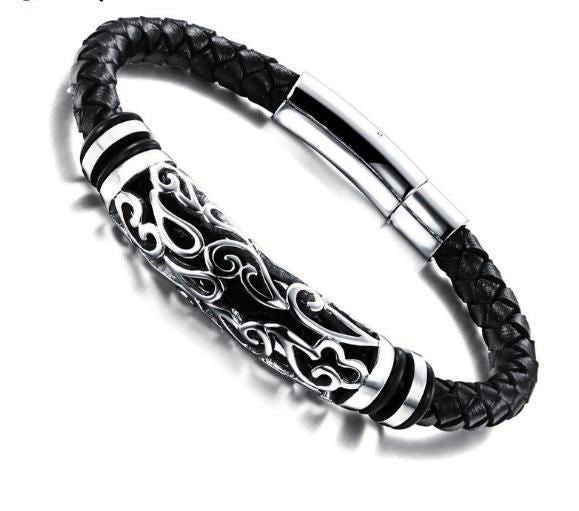 Black Multilayer Leather Bracelet For Men Bangle Jewelry - Glow Goddess Cosmetics