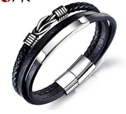 Black Multilayer Leather Bracelet For Men Bangle Jewelry - Glow Goddess Cosmetics