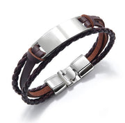 Black Multilayer Leather Bracelet For Men Bangle Jewelry - Glow Goddess Cosmetics