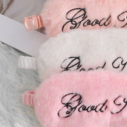 Cute Plush Embroidery Letters Sleeping Eye Mask Shading - Glow Goddess Cosmetics