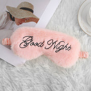 Cute Plush Embroidery Letters Sleeping Eye Mask Shading - Glow Goddess Cosmetics