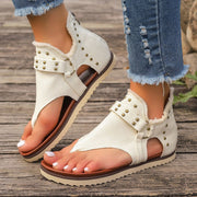 Denim Thong Sandals With Rear Zipper Summer Retro Beach Flat Shoes For Women - Glow Goddess Cosmetics