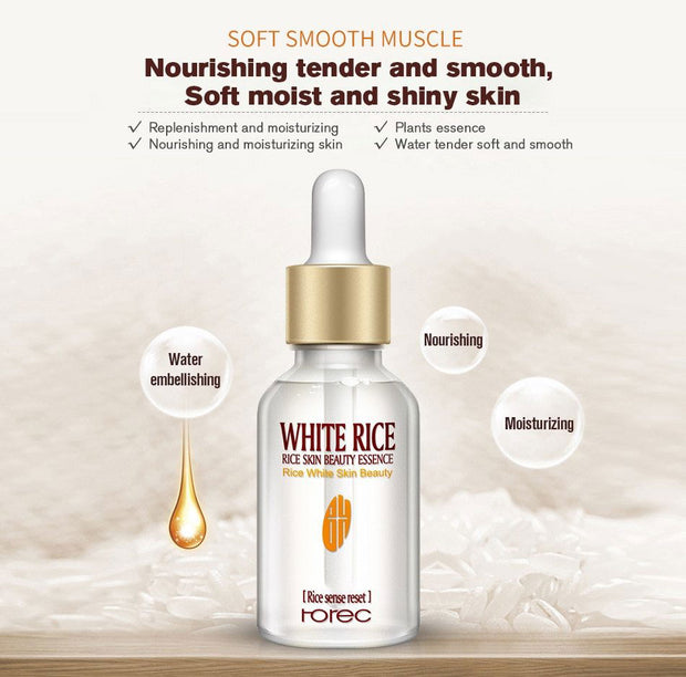 HOREC White Rice Whitening Serum Face Moisturizing Cream Anti Wrinkle Anti Aging Face Fine Lines Acne Treatment Skin Care 15ml - Glow Goddess Cosmetics