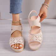 Lace Hollow Sandals Summer Fashion Hemp Wedges Shoes Women - Glow Goddess Cosmetics