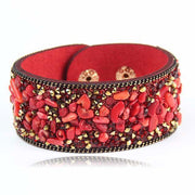 Leather Wrap Bracelet For Wo men Crystal Couple Jewelry - Glow Goddess Cosmetics