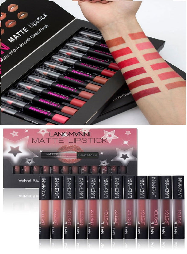 Matte Lipstick Waterproof Long-lasting Velvet Lipstick Set - Glow Goddess Cosmetics