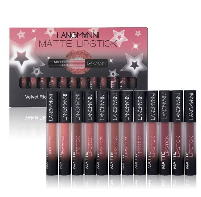 Matte Lipstick Waterproof Long-lasting Velvet Lipstick Set - Glow Goddess Cosmetics