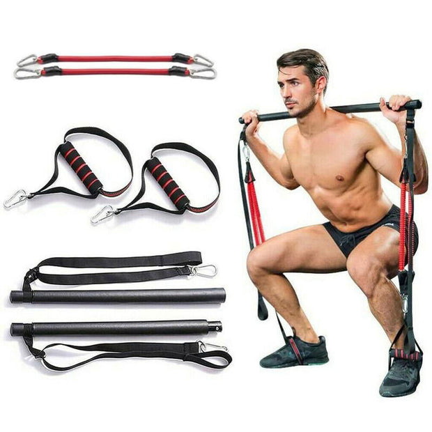 Pilates Bar Kit With Resistance Bands Portable Home Gym Workout Equipment Perfect Stretched Fusion Exercise Bar And Bands - Glow Goddess Cosmetics