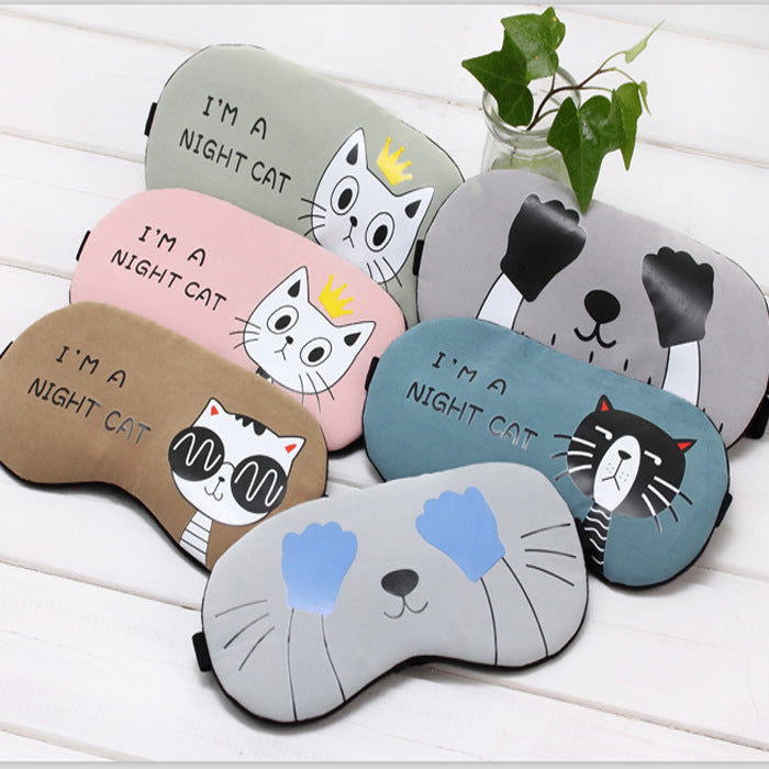 Soft Sleeping Mask Eyepatch Cat Cotton Portable Eye Mask Light Shading Creative Cartoon Travel Relax Sleeping Rest Aid MP0130 - Glow Goddess Cosmetics