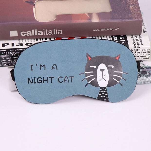 Soft Sleeping Mask Eyepatch Cat Cotton Portable Eye Mask Light Shading Creative Cartoon Travel Relax Sleeping Rest Aid MP0130 - Glow Goddess Cosmetics