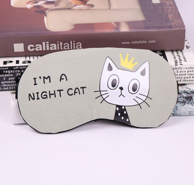 Soft Sleeping Mask Eyepatch Cat Cotton Portable Eye Mask Light Shading Creative Cartoon Travel Relax Sleeping Rest Aid MP0130 - Glow Goddess Cosmetics