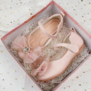 Spring New Girls' Single Shoes Cute Bow Rhinestone Soft Sole Flat Shoes - Glow Goddess Cosmetics