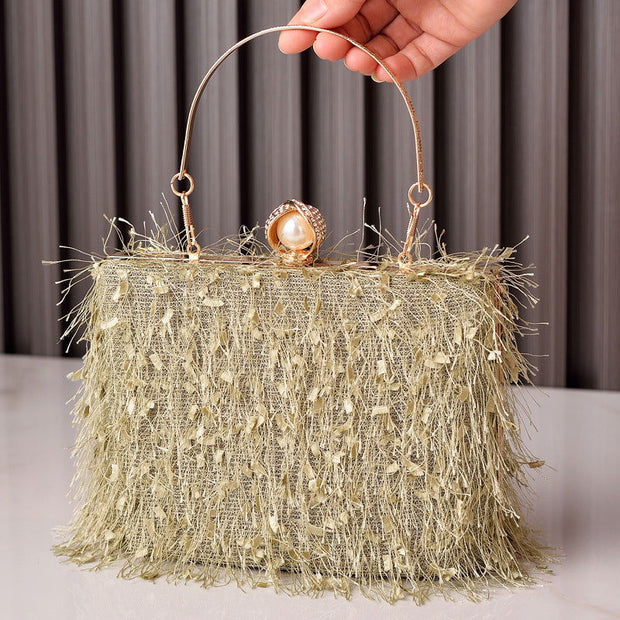 Tassel Handbags Women Dress Party Evening Bag Fashion Luxury Designer Square Bags Crossbody Shoulder Bag Ladies - Glow Goddess Cosmetics