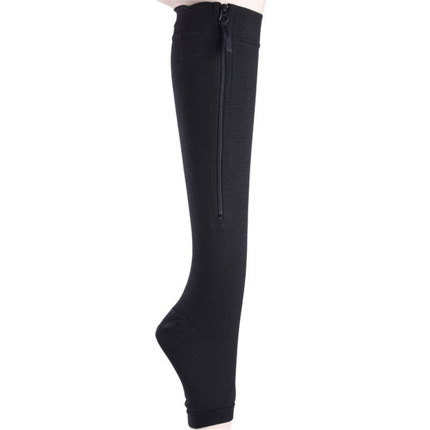 Venous Pressure Garter Zipper Mid-calf Stretch Socks Compression Sports Plus Size Zipper Socks - Glow Goddess Cosmetics