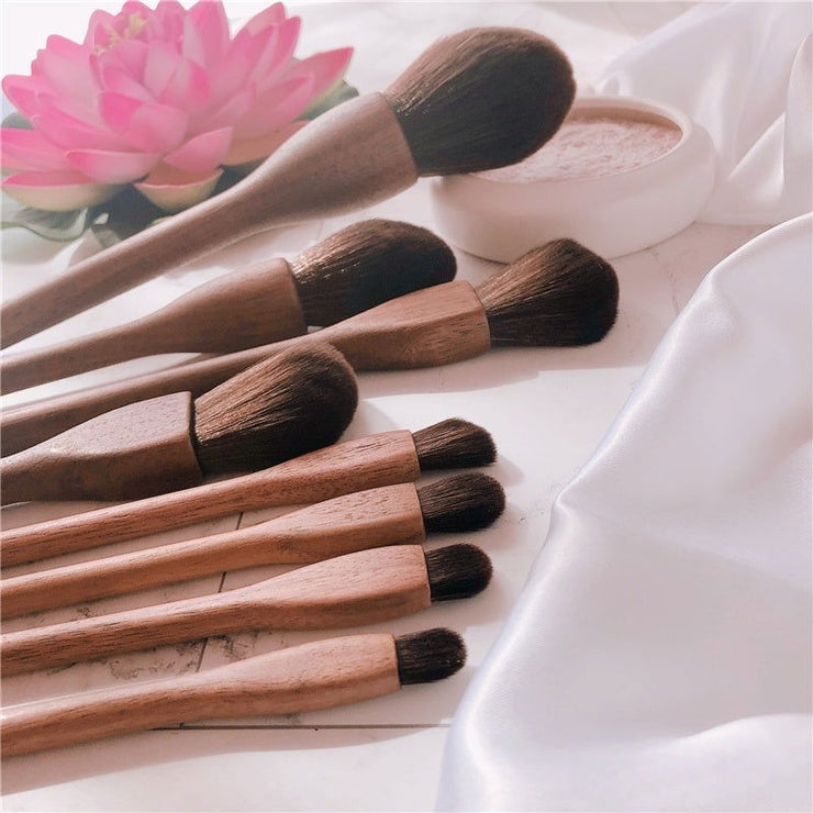 Wood Handle Makeup Brush Set Blush Brush Set Eye Eyeliner Powder Foundation Make Up Brushes Set - Glow Goddess Cosmetics