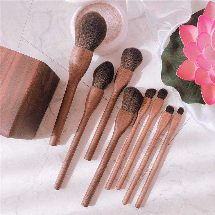 Wood Handle Makeup Brush Set Blush Brush Set Eye Eyeliner Powder Foundation Make Up Brushes Set - Glow Goddess Cosmetics